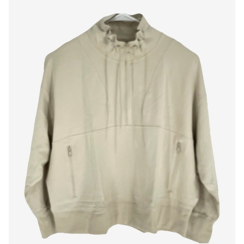 NWT Old Navy Active Womens 4X Sweatshirt Beige Full Zip Dynamic Pockets